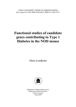 Functional Studies of Candidate Genes Contributing to Type 1 Diabetes in the NOD Mouse
