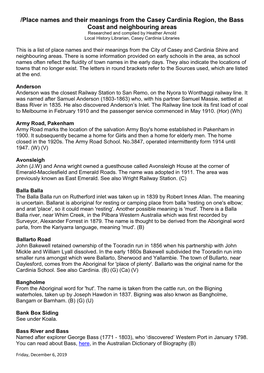 Place Names and Their Meanings from the Casey Cardinia Region, the Bass Coast and Neighbouring Areas