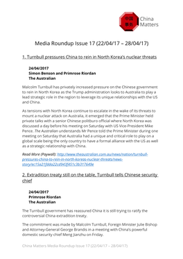 Media Roundup Issue 17 (22/04/17 – 28/04/17)