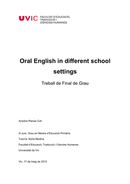 Oral English in Different School Settings