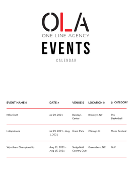 Events Calendar