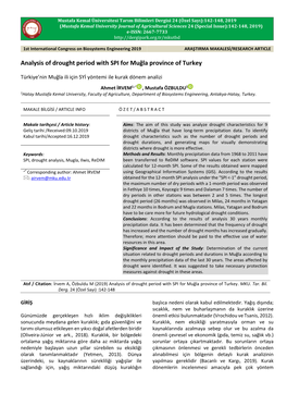 Analysis of Drought Period with SPI for Muğla Province of Turkey