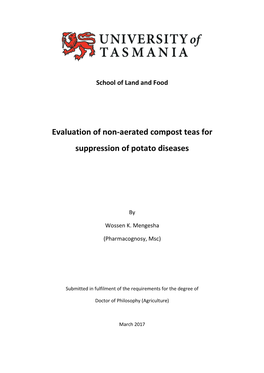 Evaluation of Non-Aerated Compost Teas for Suppression of Potato Diseases