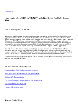 How to Decode Pdf417 in VB.NET with Bytescout Barcode Reader SDK