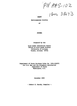 Environmental'profile Of, GUINEA Prepared by the Arid Lands Information Center Office of Arid Lands Studies University Of