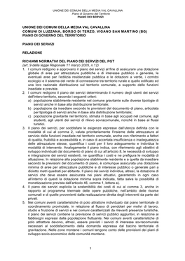 UNIONE DEI COMUNI DELLA MEDIA VAL CAVALLINA Piano Di Governo Del Territorio PIANO DEI SERVIZI