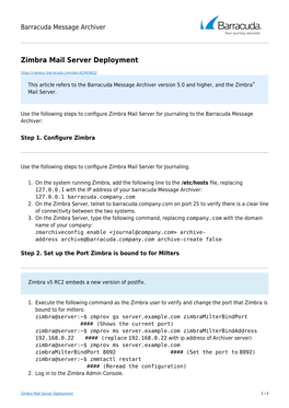 Zimbra Mail Server Deployment