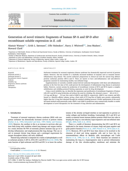 Generation of Novel Trimeric Fragments of Human SP-A and SP-D After T Recombinant Soluble Expression in E