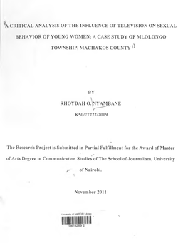 A Case Study of Mlolongo Township, Machakos