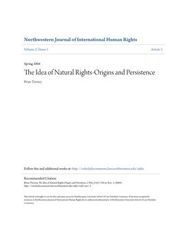 The Idea of Natural Rights-Origins and Persistence, 2 Nw