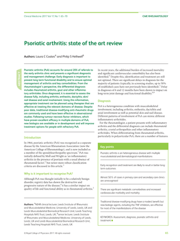 Psoriatic Arthritis: State of the Art Review