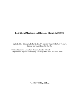 Last Glacial Maximum and Holocene Climate in CCSM3