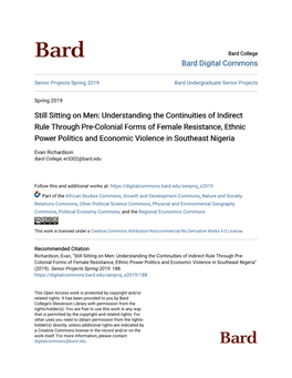 Understanding the Continuities of Indirect Rule Through Pre-Colonial Forms of Female Resistance, Ethnic Power Politics and Economic Violence in Southeast Nigeria