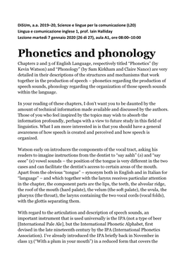 Phonetics and Phonology