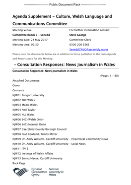 Consultation Responses: News Journalism in Wales