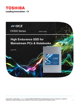 High Endurance SSD for Mainstream Pcs & Notebooks