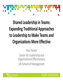 Shared Leadership in Teams