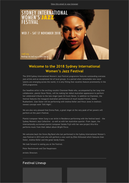 Welcome to the 2018 Sydney International Women's Jazz Festival