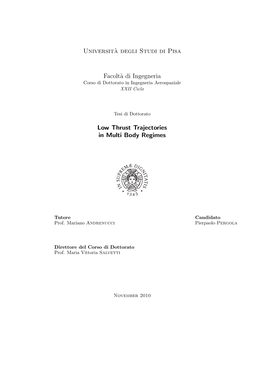 A Di Ingegneria Low Thrust Trajectories in Multi Body