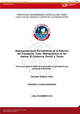 Metropolitano En Los Diarios: El Comercio, Perú21 Y Trome
