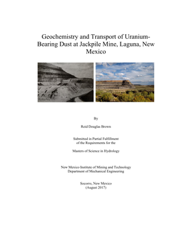 Geochemistry and Transport of Uranium- Bearing Dust at Jackpile Mine, Laguna, New Mexico