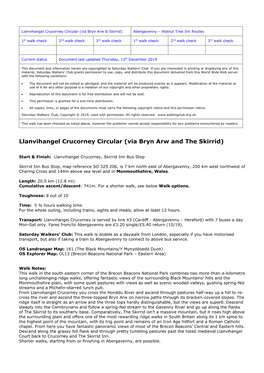 Llanvihangel Crucorney Circular (Via Bryn Arw and the Skirrid)