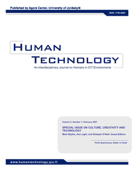 Special Issue on Culture, Creativity and Technology