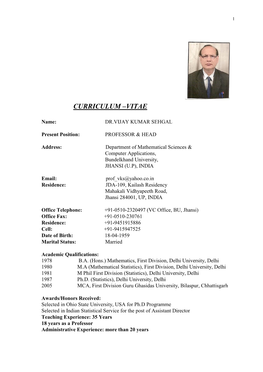 Curriculum –Vitae