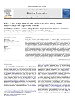 Effects of Width, Edge and Habitat on the Abundance and Nesting Success of Scrub–Shrub Birds in Powerline Corridors