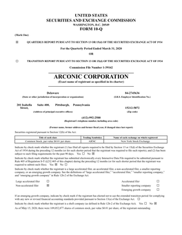 ARCONIC CORPORATION (Exact Name of Registrant As Specified in Its Charter)