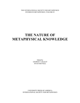 The Nature of Metaphysical Knowledge