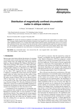 Distribution of Magnetically Confined Circumstellar Matter in Oblique Rotators
