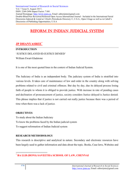 Reform in Indian Judicial System