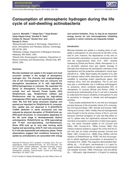 Consumption of Atmospheric Hydrogen During the Life Cycle of Soil-Dwelling Actinobacteria