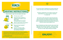 Enjoy! Runza® Sandwiches Are Not to Be Resold and Are for Your Consumption Only