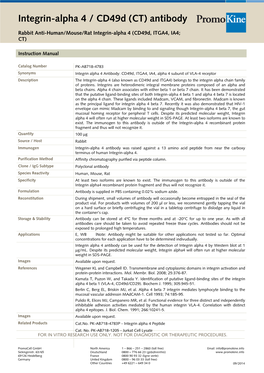 Integrin-Alpha 4 / Cd49d (CT) Antibody