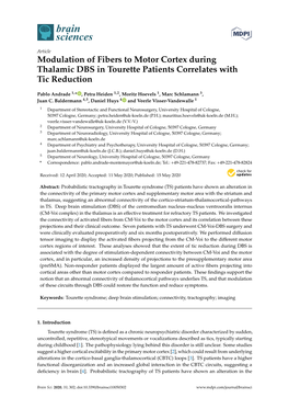 Modulation of Fibers to Motor Cortex During Thalamic DBS in Tourette Patients Correlates with Tic Reduction