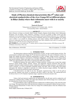 Study of Physico-Chemical Characteristics Like P Values And