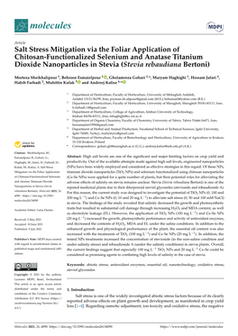 Salt Stress Mitigation Via the Foliar Application of Chitosan-Functionalized Selenium and Anatase Titanium Dioxide Nanoparticles in Stevia (Stevia Rebaudiana Bertoni)