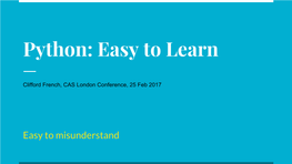 Python: Easy to Learn