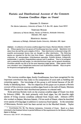 Floristic and Distributional Account of the Common Crustose Coralline Algae on Guam 1