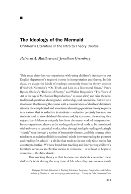 The Ideology of the Mermaid Children’S Literature in the Intro to Theory Course