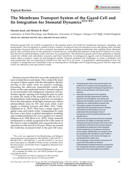 The Membrane Transport System of the Guard Cell and Its Integration for Stomatal Dynamics1[CC-BY]