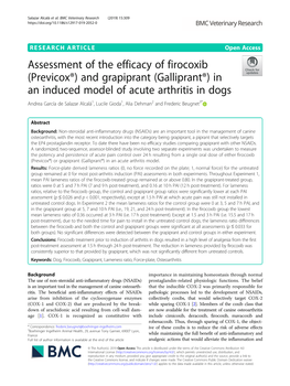 And Grapiprant (Galliprant®) in an Induced Model of Acute Arthritis in Dogs Andrea García De Salazar Alcalá1, Lucile Gioda1, Alia Dehman2 and Frederic Beugnet3*