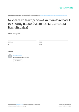 New Data on Four Species of Ammonites Created by V. Uhlig in 1883 (Ammonitida, Turrilitina, Hamulinoidea)