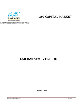 Lao Capital Market Lao Investment Guide