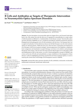 B Cells and Antibodies As Targets of Therapeutic Intervention in Neuromyelitis Optica Spectrum Disorders