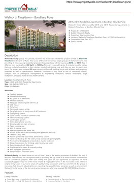 Welworth Tinseltown - Bavdhan, Pune 2BHK, 3BHK Residential Apartments in Bavdhan (Khurd), Pune