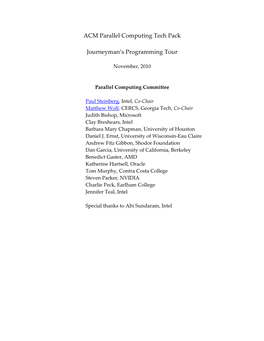 ACM Parallel Computing Tech Pack Journeyman's Programming Tour