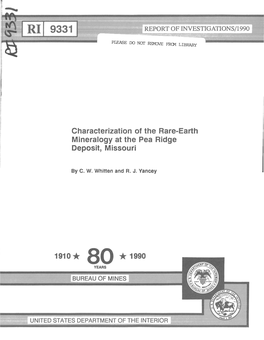 Characterization of the Rare-Earth Mineralogy at the Pea Ridge Deposit, Missouri